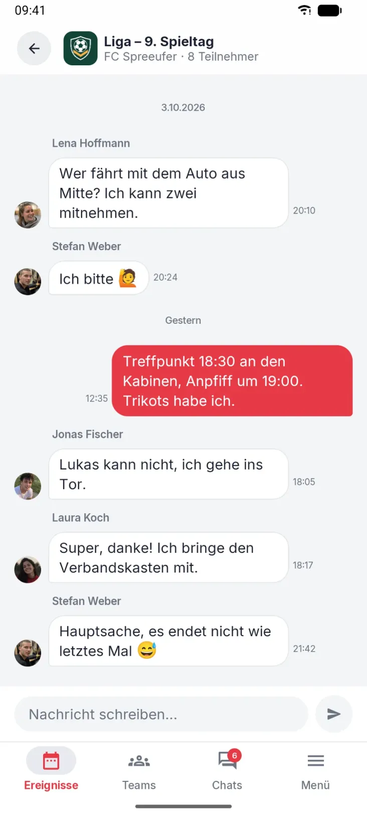 Ein Chat für jeden Termin. Die Absprachen bleiben, wo sie hingehören.