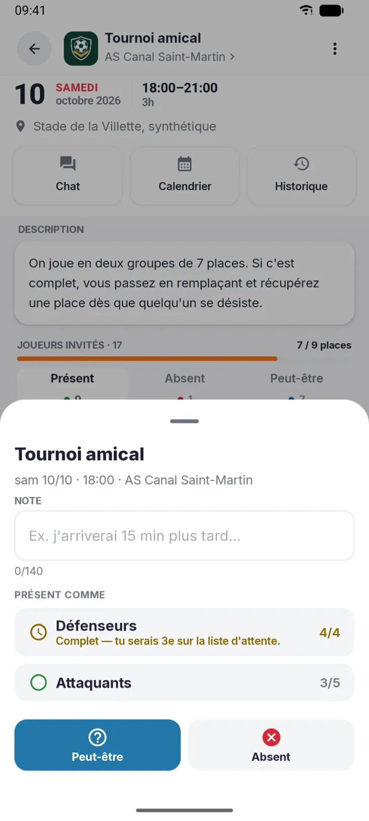 Répondre d'un geste. Groupe, note, et tu sais tout de suite si tu serais en liste d'attente.