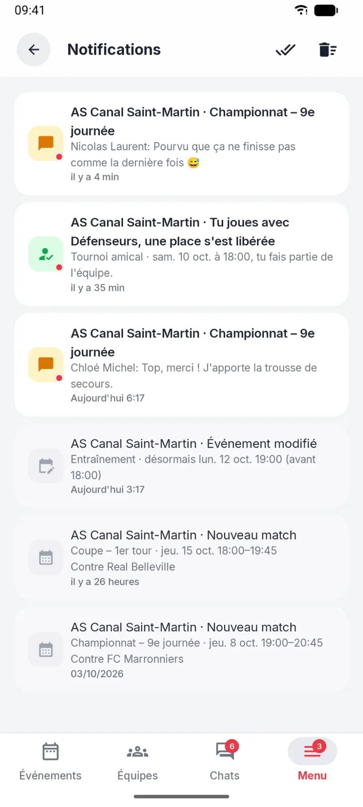 Des notifications qui disent quelque chose. Place libérée, nouvel événement, changement de lieu ou d'horaire.