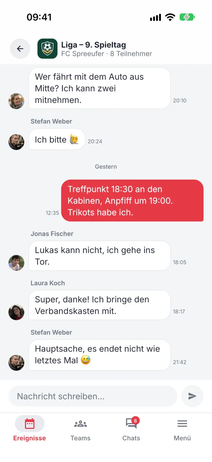 Ein Chat für jeden Termin. Die Absprachen bleiben, wo sie hingehören.