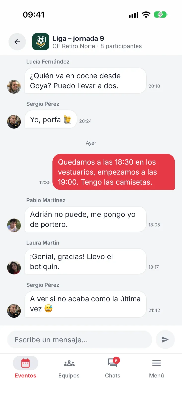 Un chat para cada evento. La organización se queda donde debe estar.