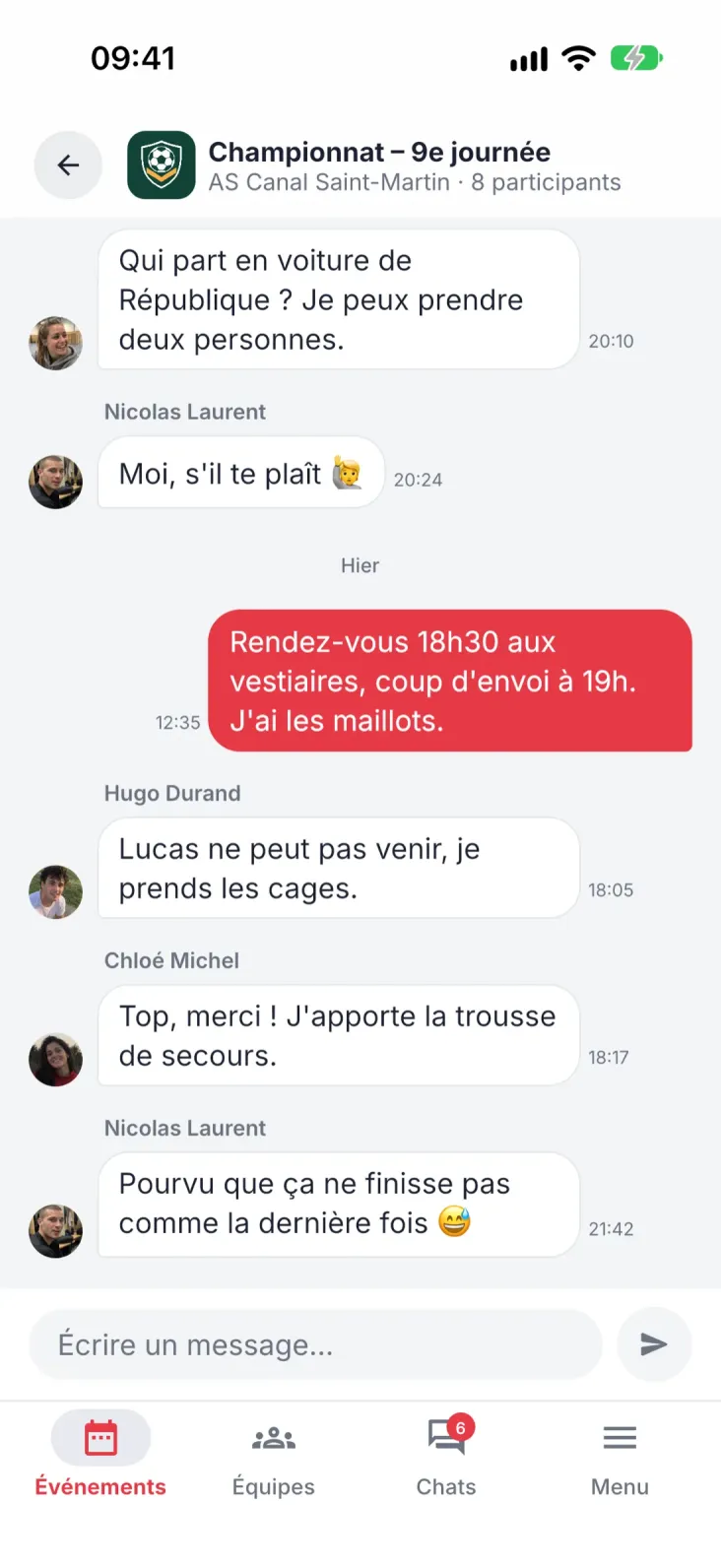 Un chat pour chaque événement. L'organisation reste là où elle doit être.