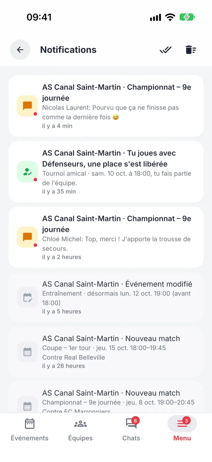 Des notifications qui disent quelque chose. Place libérée, nouvel événement, changement de lieu ou d'horaire.