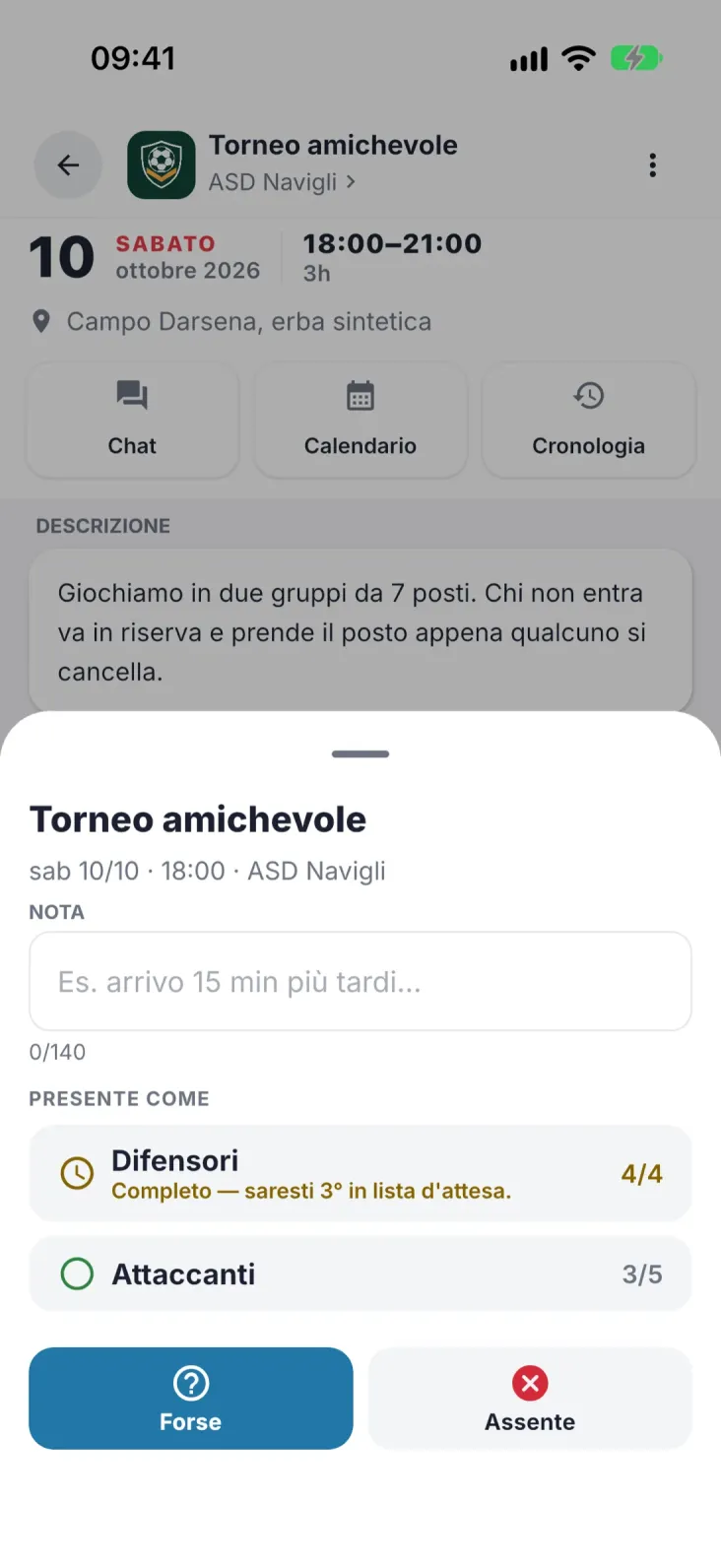 Rispondi con un tocco. Gruppo, nota e sai subito se finiresti in lista d’attesa.
